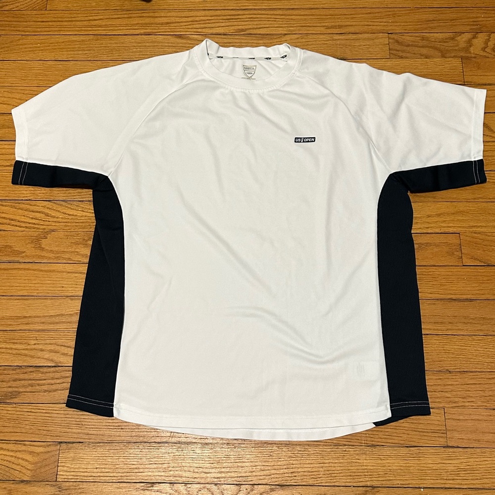 2006 US Open White Tennis Athletic Shirt - with Navy Blue Contrast